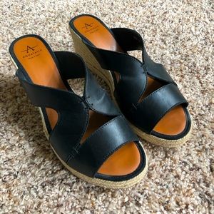 Aquatalia leather wedge espadrille sandals, size 11